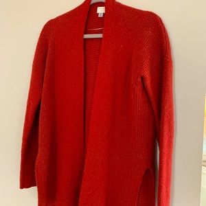 Open front burnt orange cardigan